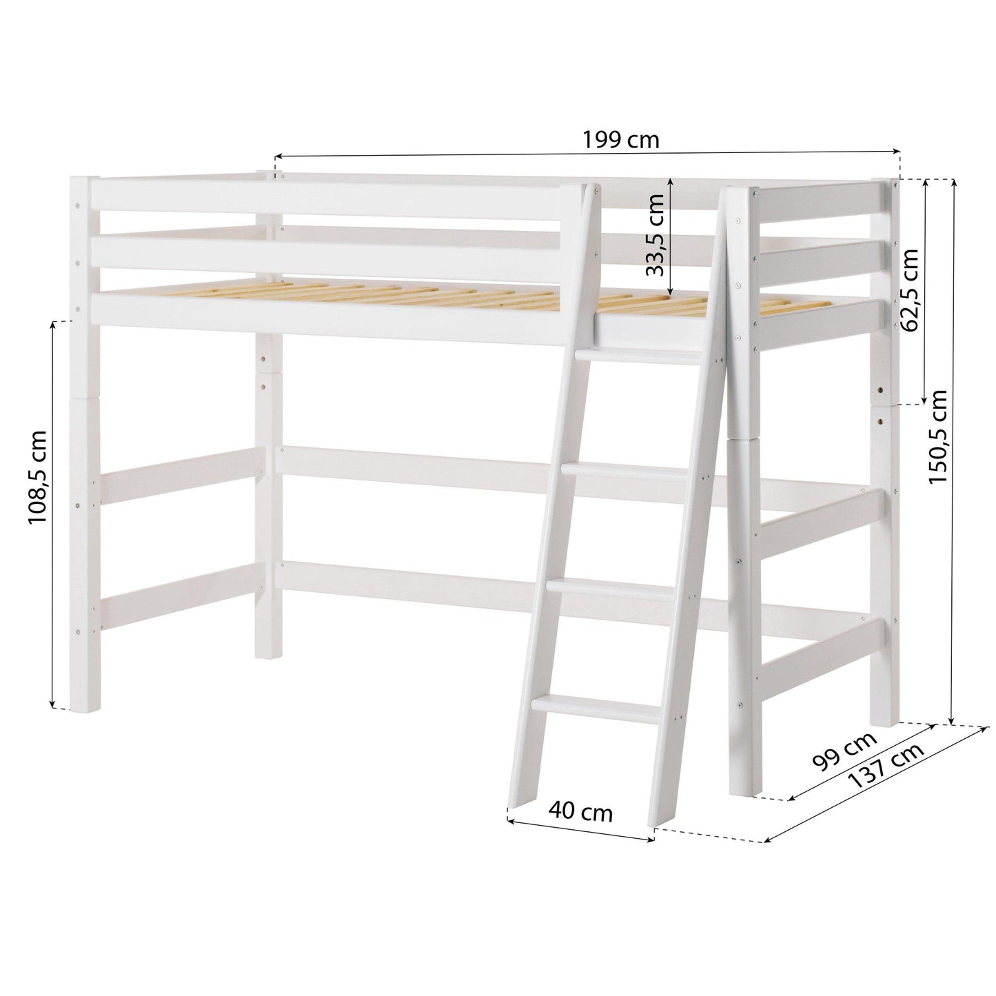 ECO Luxury Mid-High Bed with Cars Curtain from Hoppekids