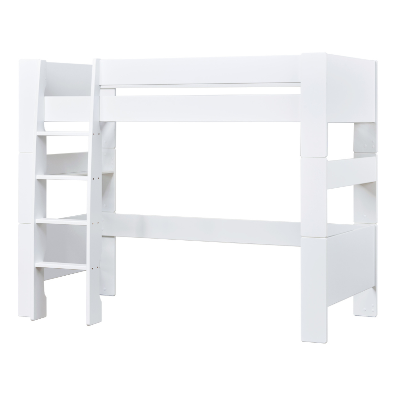 White loft bed on a white background