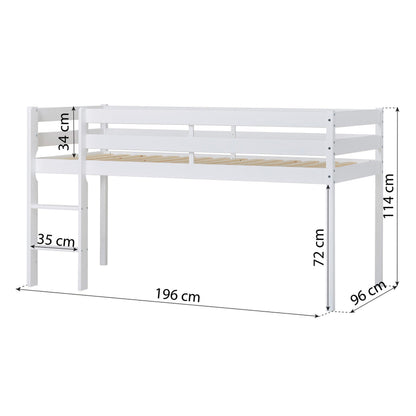 Hoppekids ECO Comfort Mid-High Bed with Blue Ole Lukoie Bed Curtai