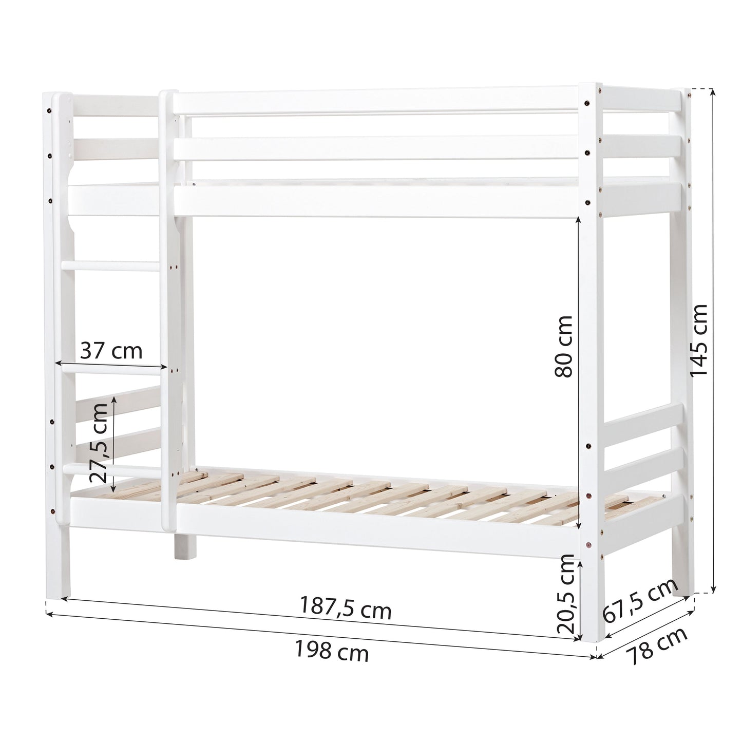 Hoppekids ECO Dream Bunk Bed, white.