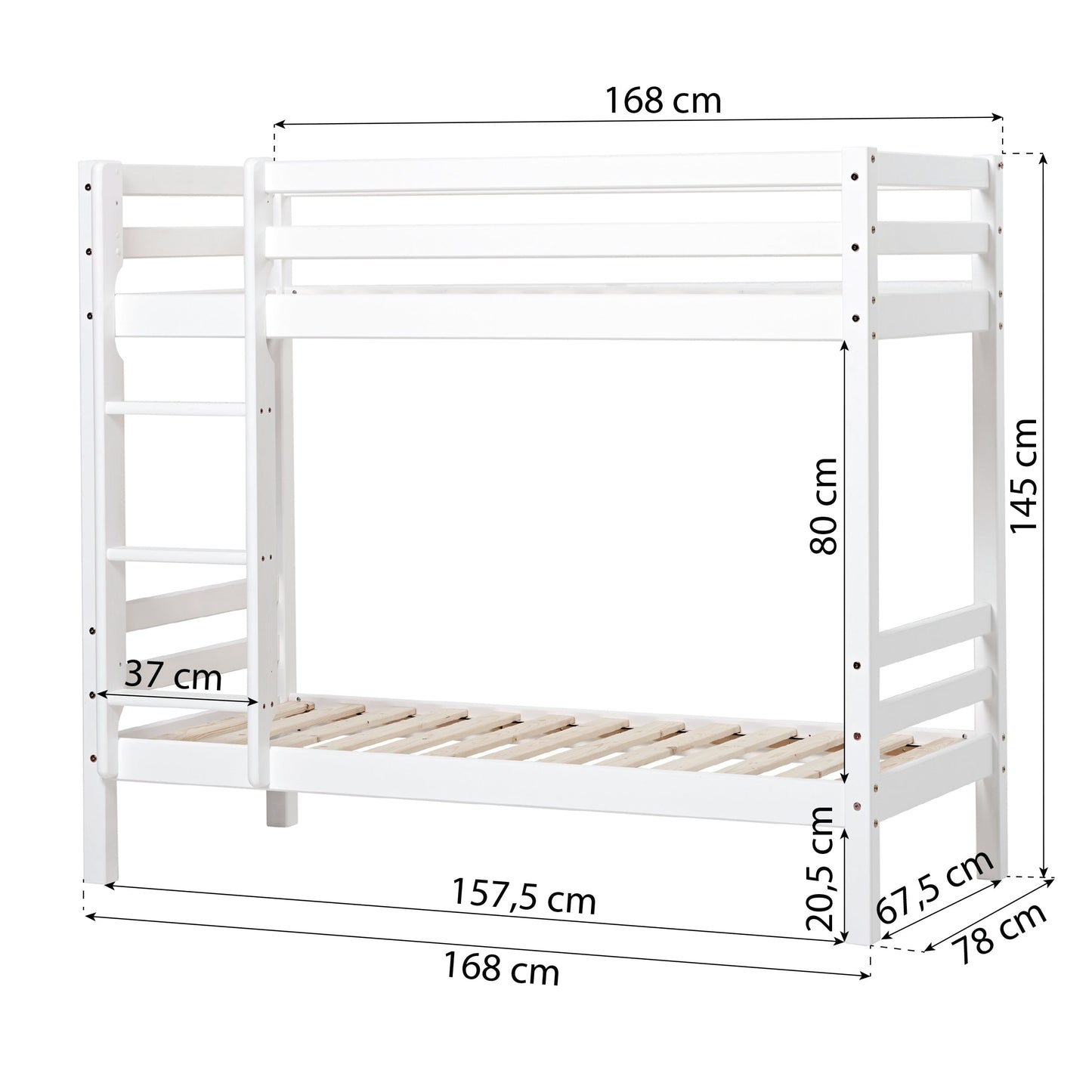 Hoppekids ECO Dream Bunk Bed, white.