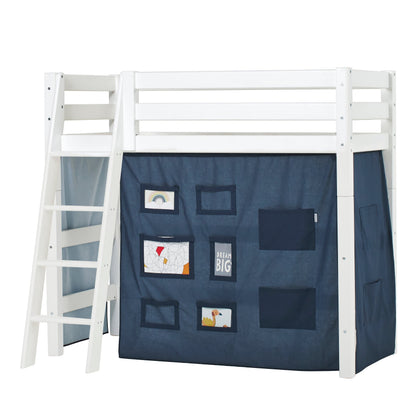 ECO Luxury Medium High Bed with Blue Creator Bed Curtain