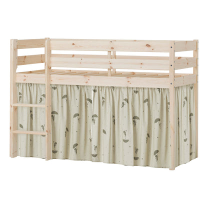 Hoppekids ECO Comfort Mid-High Bed with Green Ole Lukoie Bed Curtain