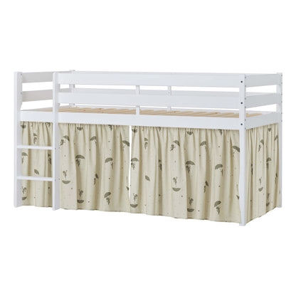 Hoppekids ECO Comfort Mid-High Bed with Green Ole Lukoie Bed Curtain