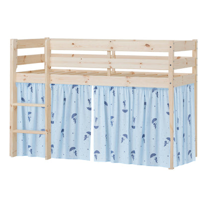 Hoppekids ECO Comfort Mid-High Bed with Blue Ole Lukoie Bed Curtai