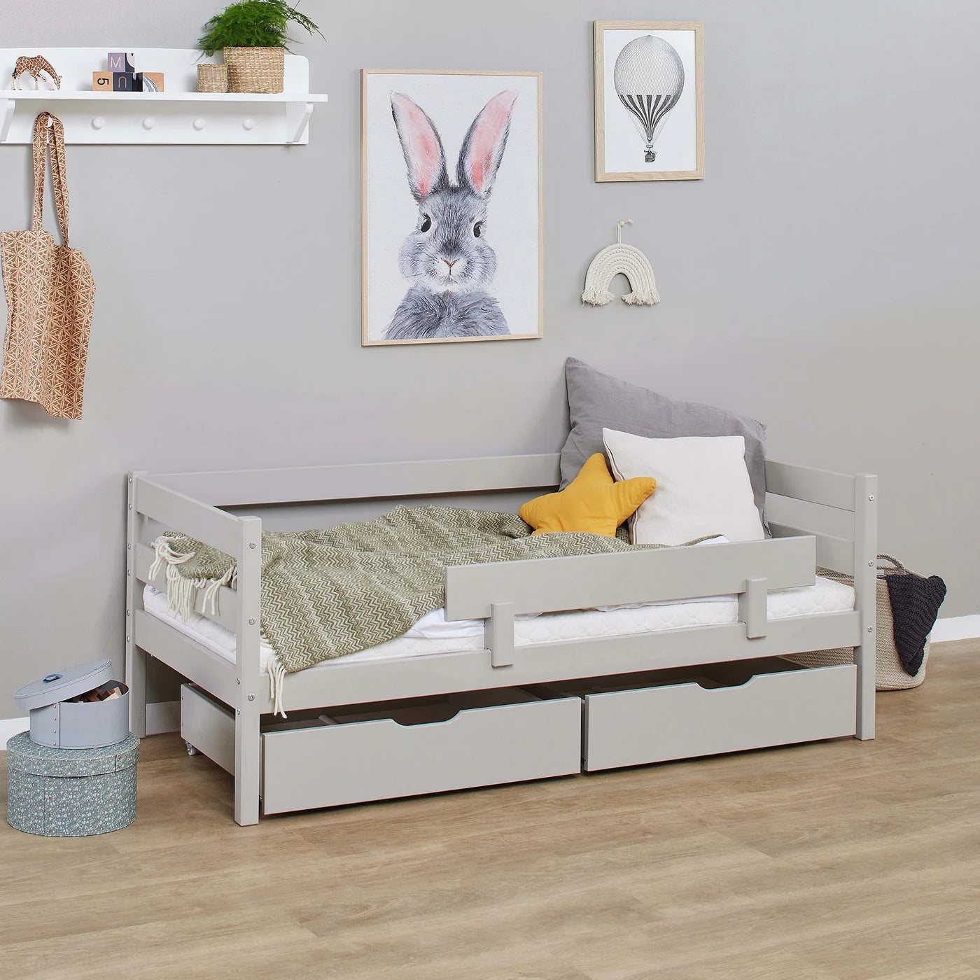 Hoppekids ECO Comfort Toddler Bed 70x160cm with Drawers and Bed Rail