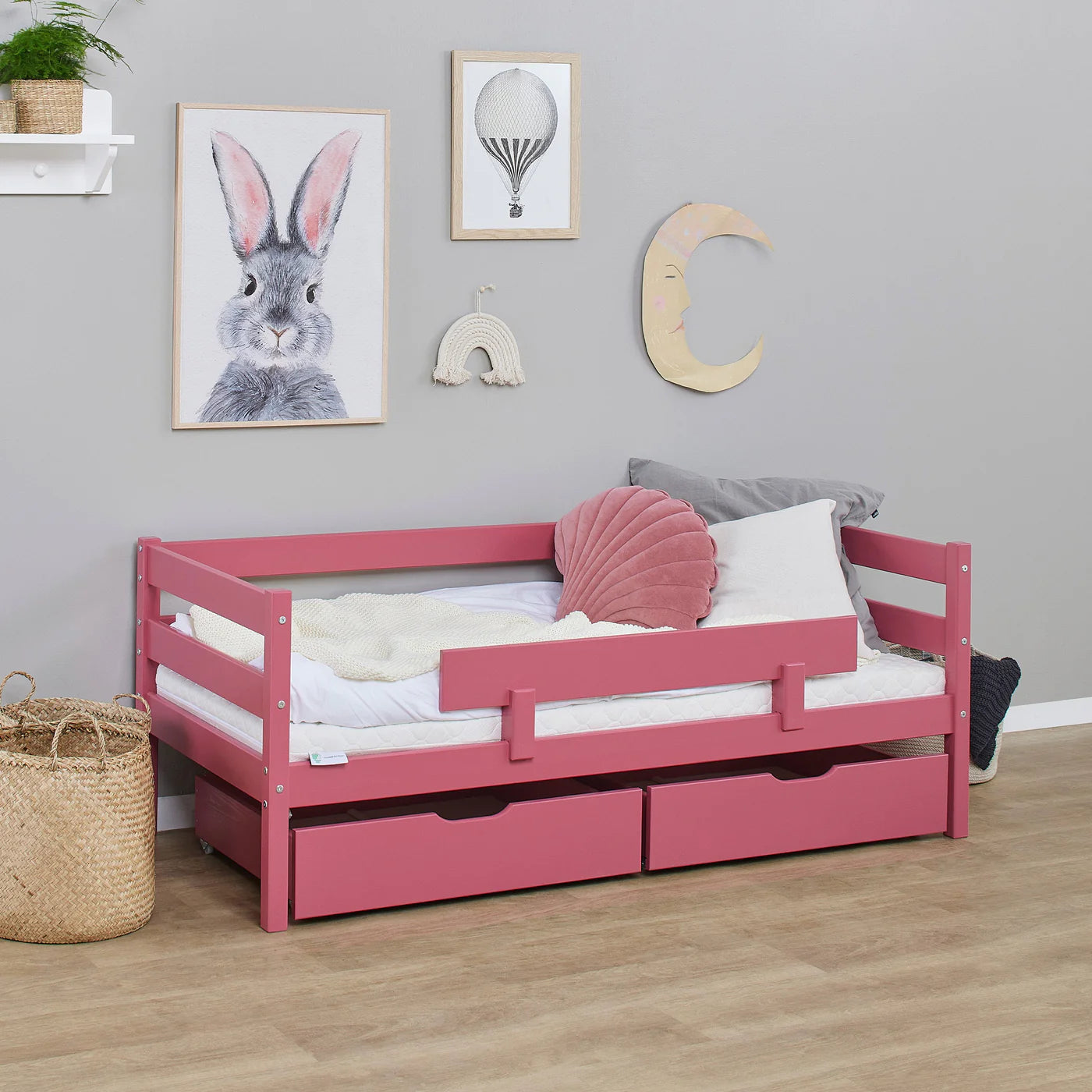 Hoppekids ECO Comfort Toddler Bed 70x160cm with Drawers and Bed Rail
