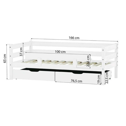 Hoppekids ECO Comfort Toddler Bed 70x160cm with Drawers and Bed Rail