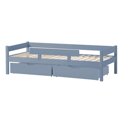 Hoppekids Junior Bed 70x160cm with Drawers & Bed Rail, Dusted Blue