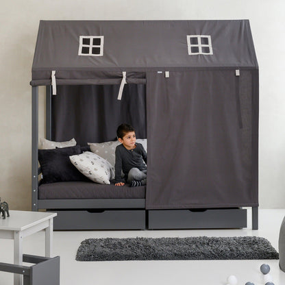 Hoppekids Pets Bed Curtain in Granite Grey for House Bed