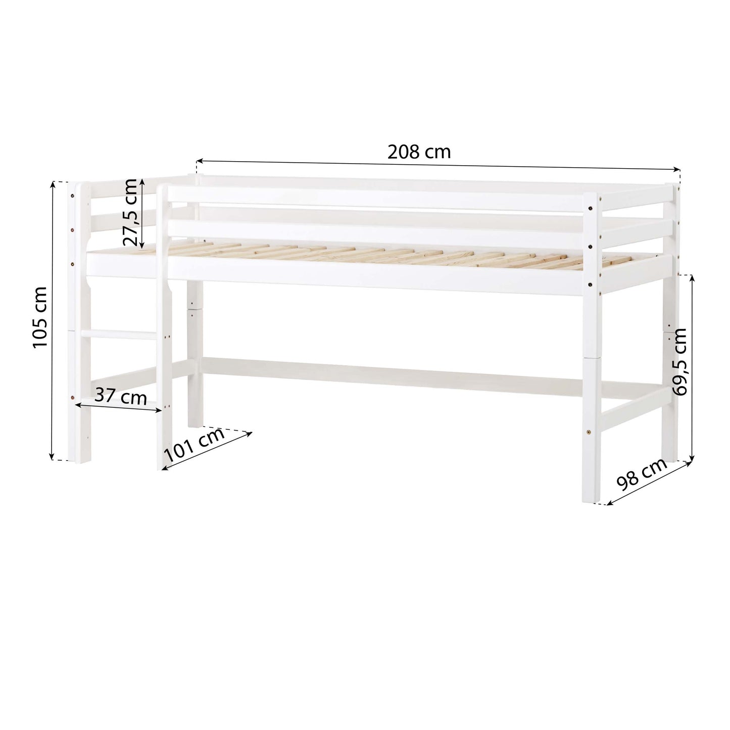 ECO Dream Mid-Height Bed with Green Ole Lukoie Bed Curtain