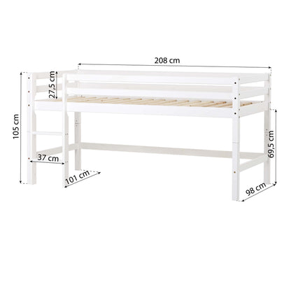 ECO Dream Mid-Height Bed with Green Ole Lukoie Bed Curtain