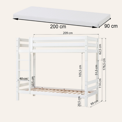 Bed Package: ECO Luxury High Bunk Bed, 90x200cm, white