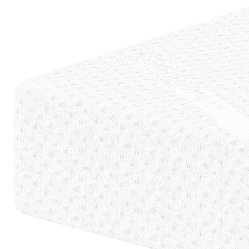Close-up of a white mattress corner