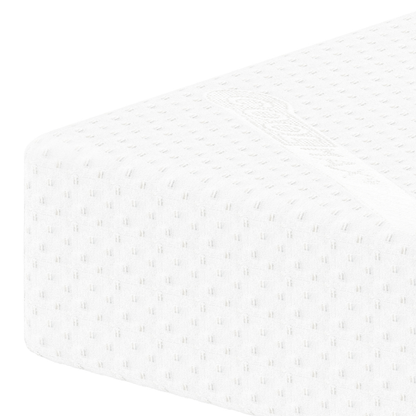 Close-up of a white mattress corner