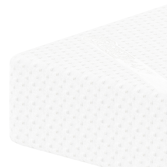 Close-up of a white mattress corner