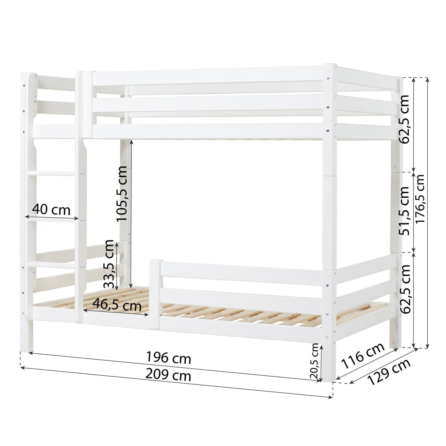 Hoppekids ECO Luxury Bunk Bed with Two Bed Rails