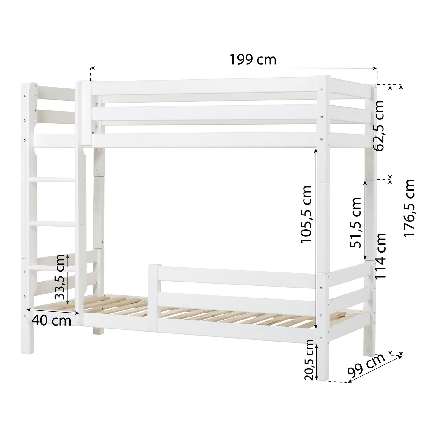 Hoppekids ECO Luxury Bunk Bed with Two Bed Rails