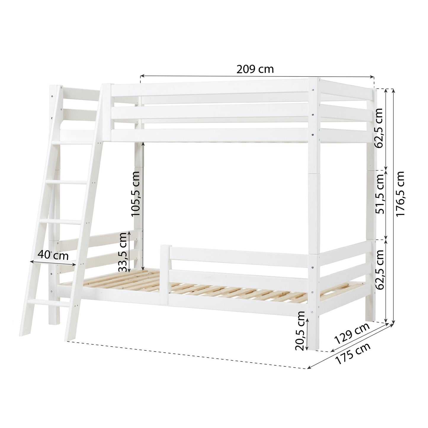 Hoppekids ECO Luxury Bunk Bed with Two Bed Rails