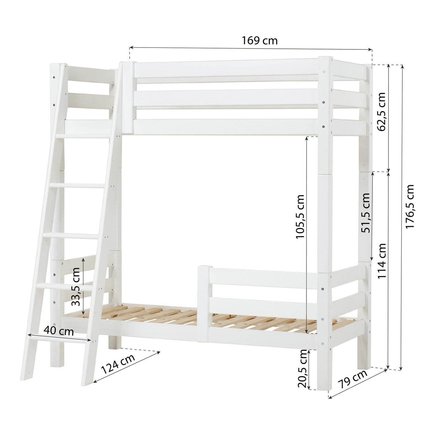 Hoppekids ECO Luxury Bunk Bed with Two Bed Rails