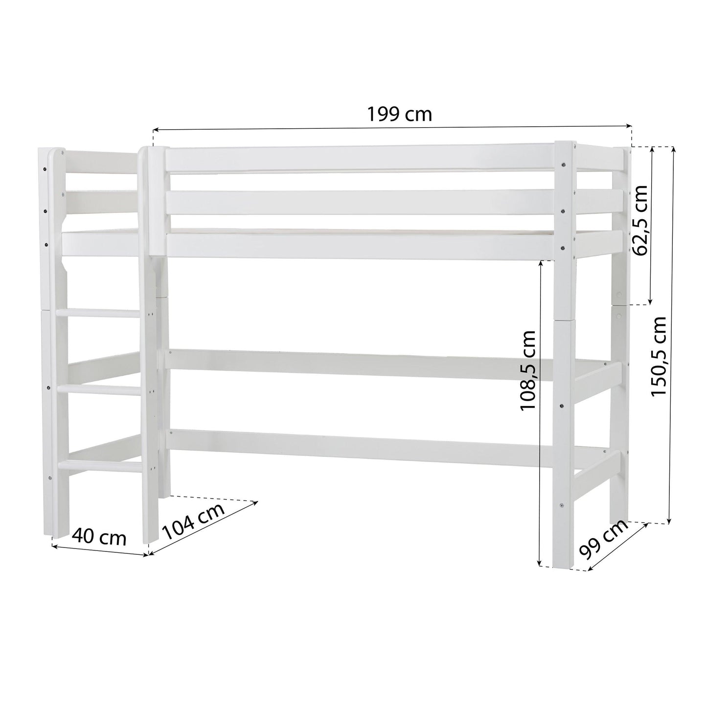Hoppekids ECO Luxury Mid-High Bed with Princess Bed Curtain