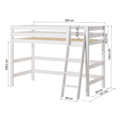Hoppekids ECO Luxury Mid-High Bed with Yellow Ole Lukoie Bed Curtain