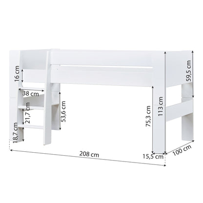 Hoppekids Steens For Kids Mid-High Bed, White