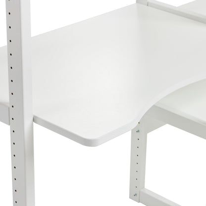 Hoppekids STOREY Shelf with 2 Sections, 4 Shelves, Bed in 70x160 cm, and 80 cm Desk Top – White
