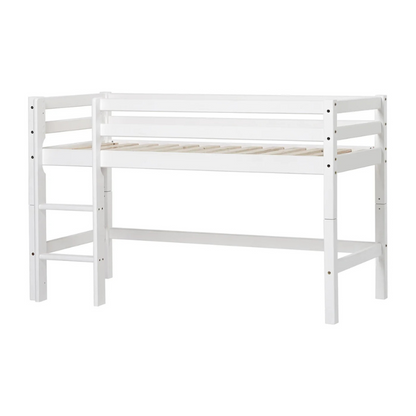 White wooden bed frame on a white background