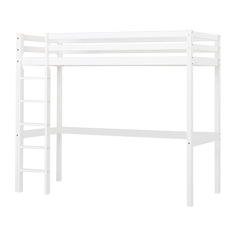 White loft bed frame on a white background
