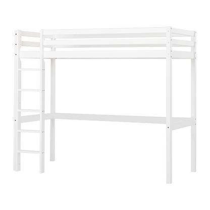 White loft bed frame on a white background