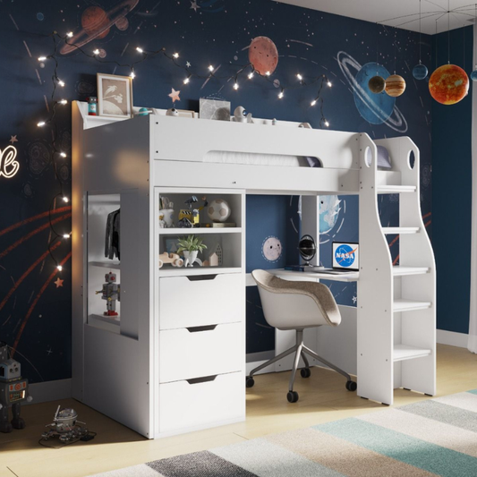 Flair Cosmic Storage Sleeper Bed, 90x190 cm - White