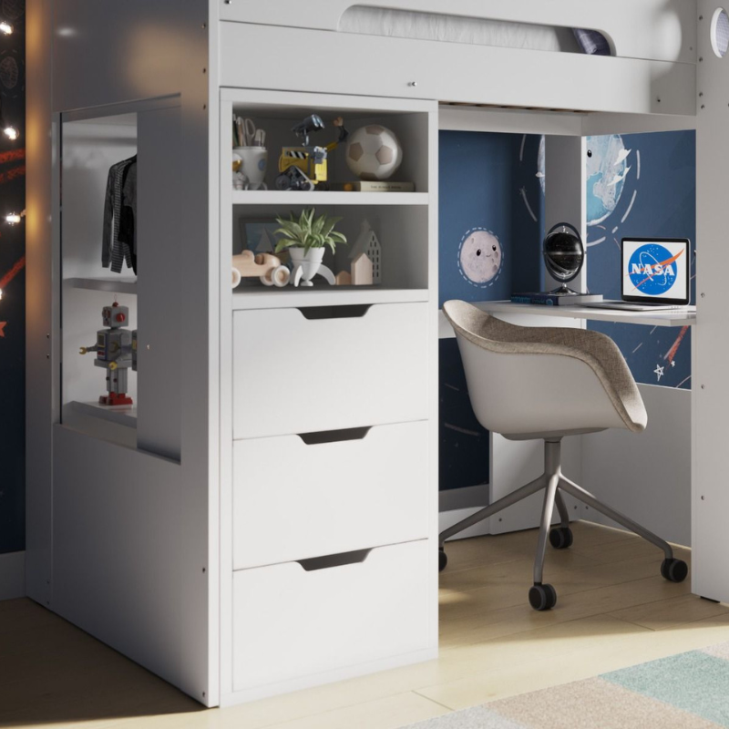 Flair Cosmic Storage Sleeper Bed, 90x190 cm - White