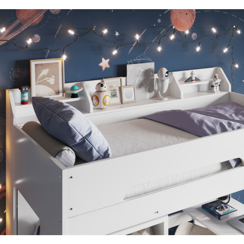 Flair Cosmic Storage Sleeper Bed, 90x190 cm - White