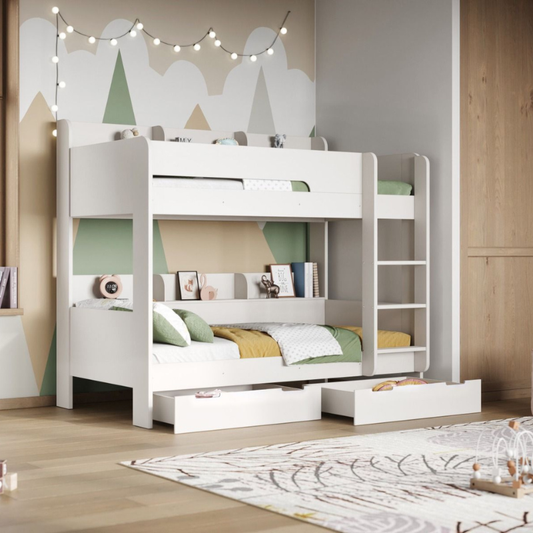 Flair Eddie Storage Bunk Bed with Shelves, 90x190 cm - White