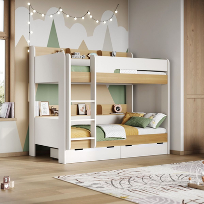 Flair Eddie Storage Bunk Bed with Shelves, 90x190 cm - White