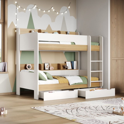 Flair Eddie Storage Bunk Bed with Shelves, 90x190 cm - White