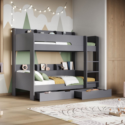 Flair Eddie Storage Bunk Bed with Shelves, 90x190 cm - White